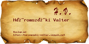 Háromszéki Valter névjegykártya